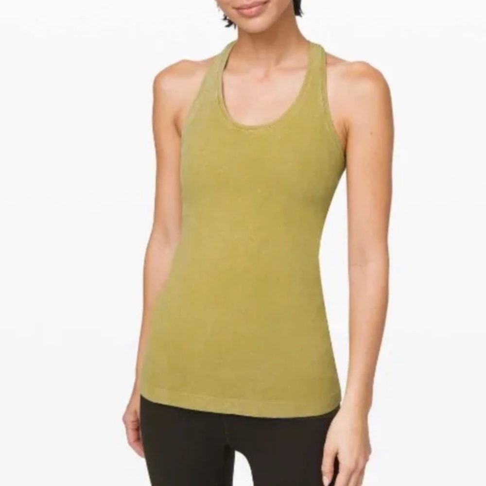 Lululemon Cool Racerback II Tank Top *Dye Washed Grape Leaf Yellow Dye Size 2